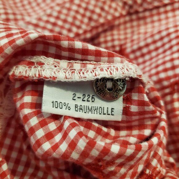 Vintage Country Line Red & White Reindeer Ruffle Button Top Women's Small - Picture 8 of 10